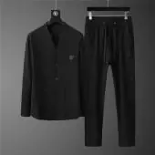 agasalho armani jogging homme sport high quality stand collar pants set noir
